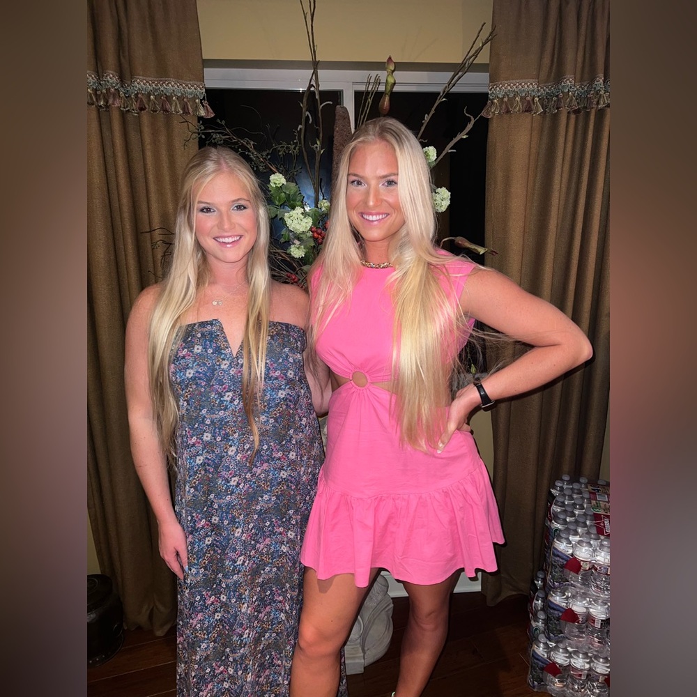 Pink Sleeveless Dress with Belt